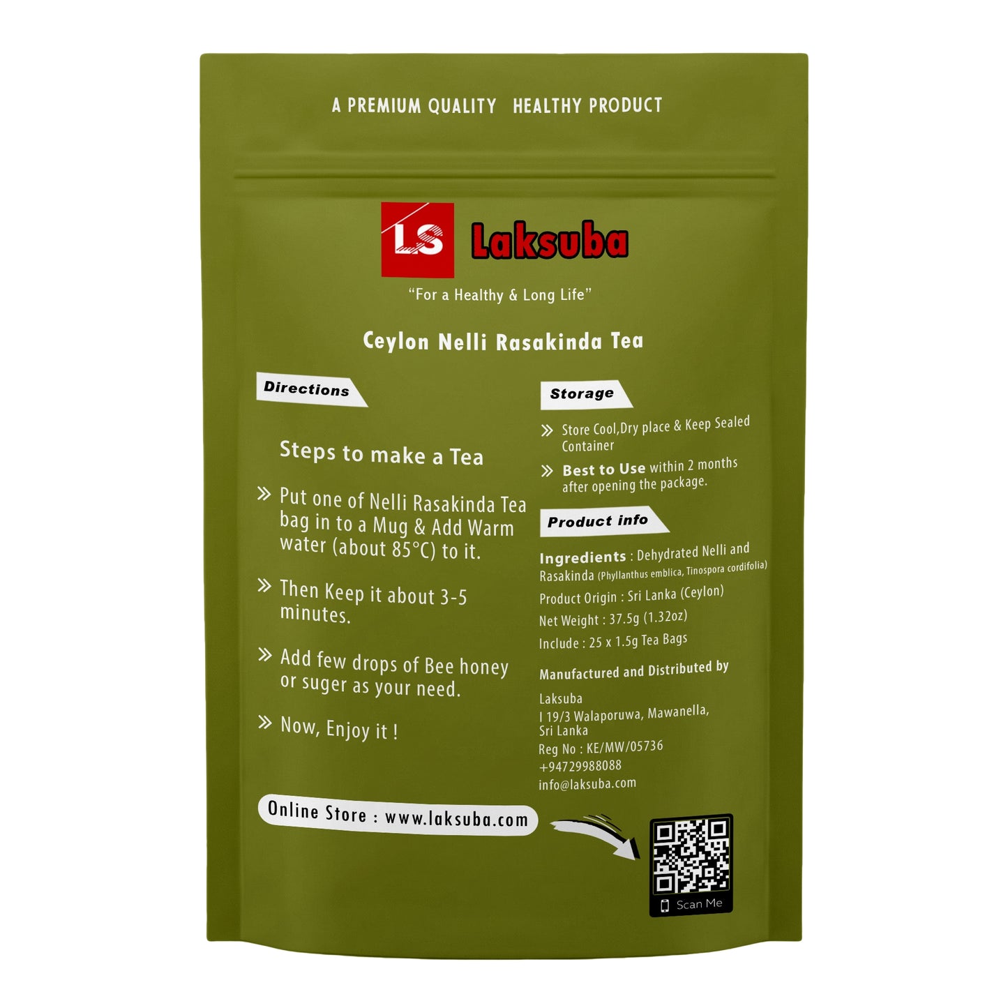 Laksuba Ceylon Nelli Rasakinda Tee (37,5 g) 25 Teebeutel