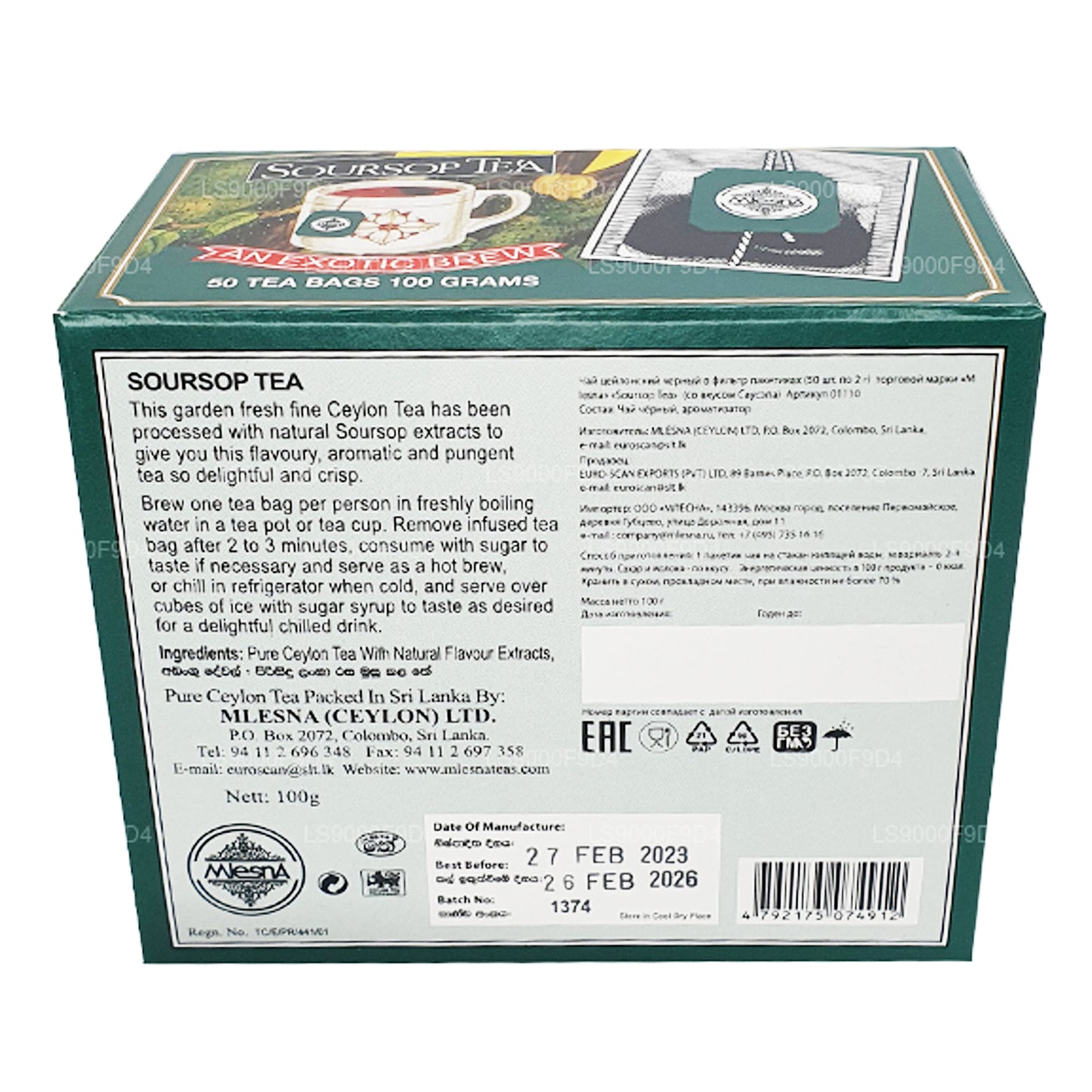 Mlesna Soursop Tea „An Exotic Brew“, 50 Teebeutel (100 g)
