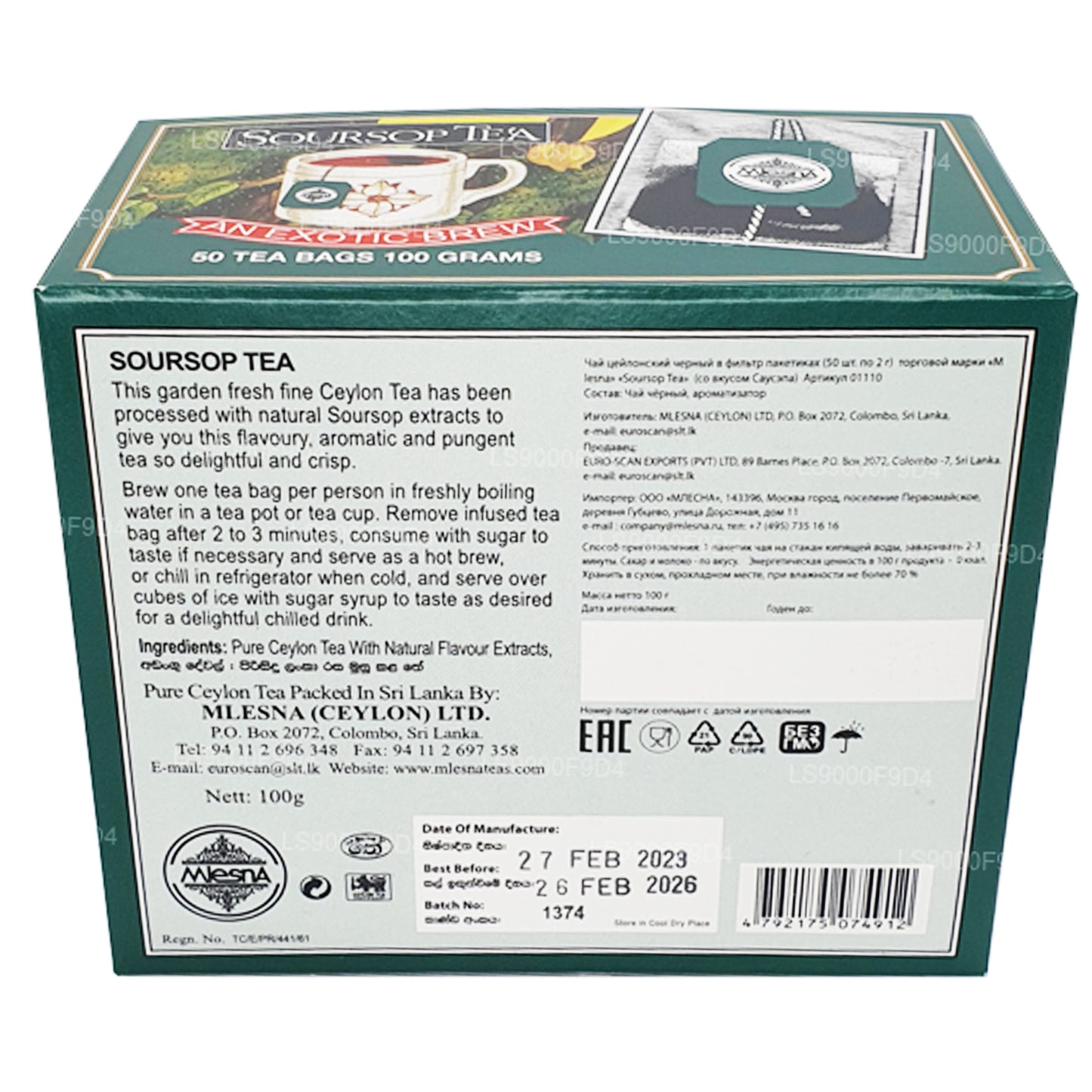 Mlesna Soursop Tea „An Exotic Brew“, 50 Teebeutel (100 g)