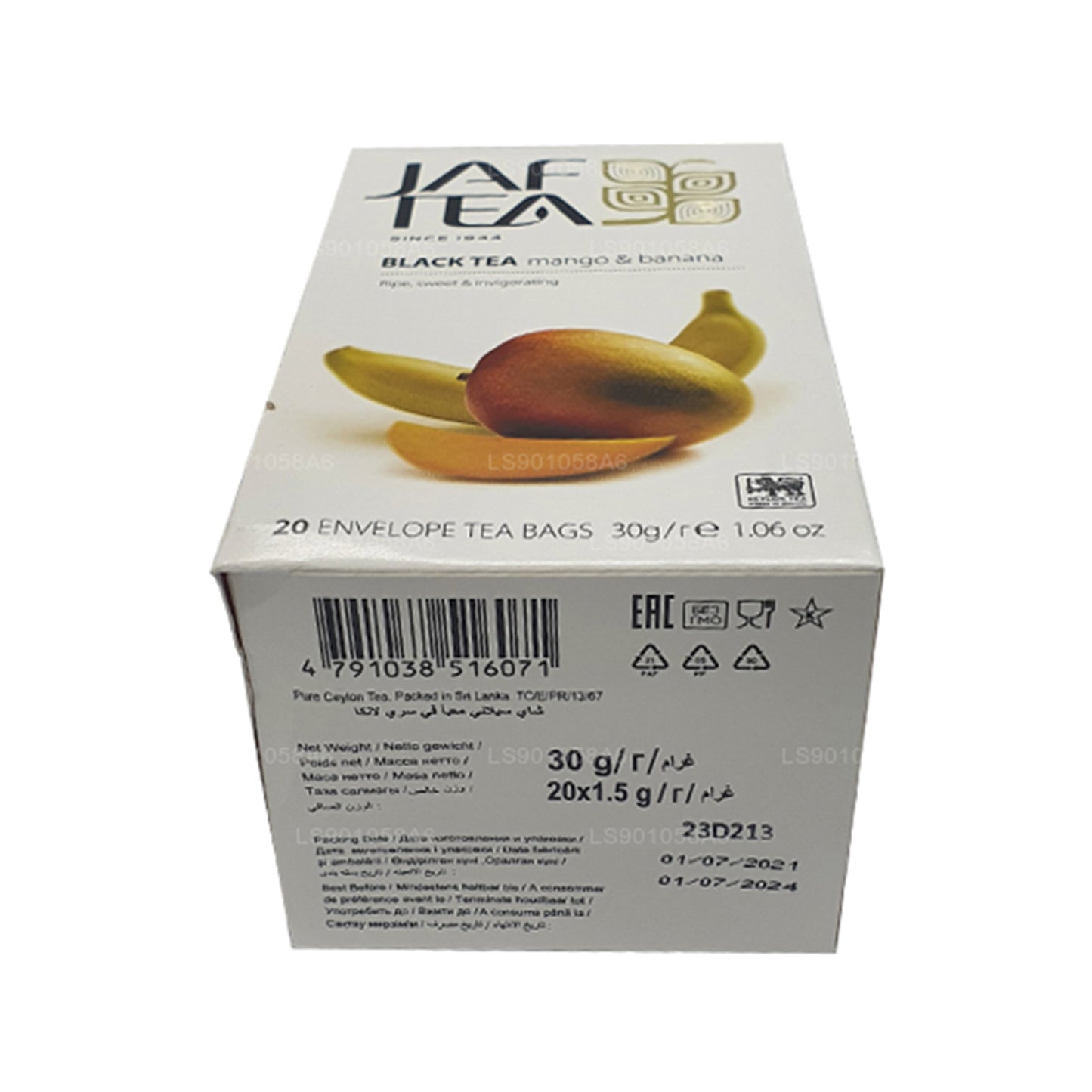 Jaf Tea Pure Fruits Collection Schwarzer Tee Mango Banane (30 g) 20 Teebeutel