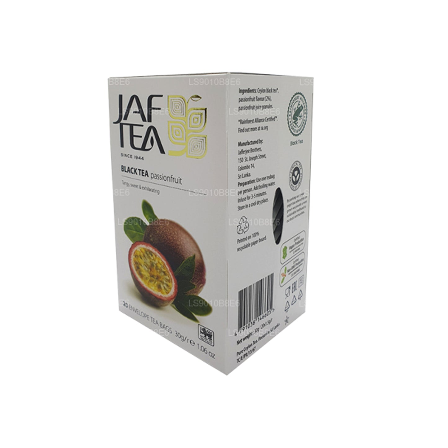 Jaf Tea Pure Fruits Collection Teebeutel aus Folie, Schwarztee, Passionsfrucht, 30 g