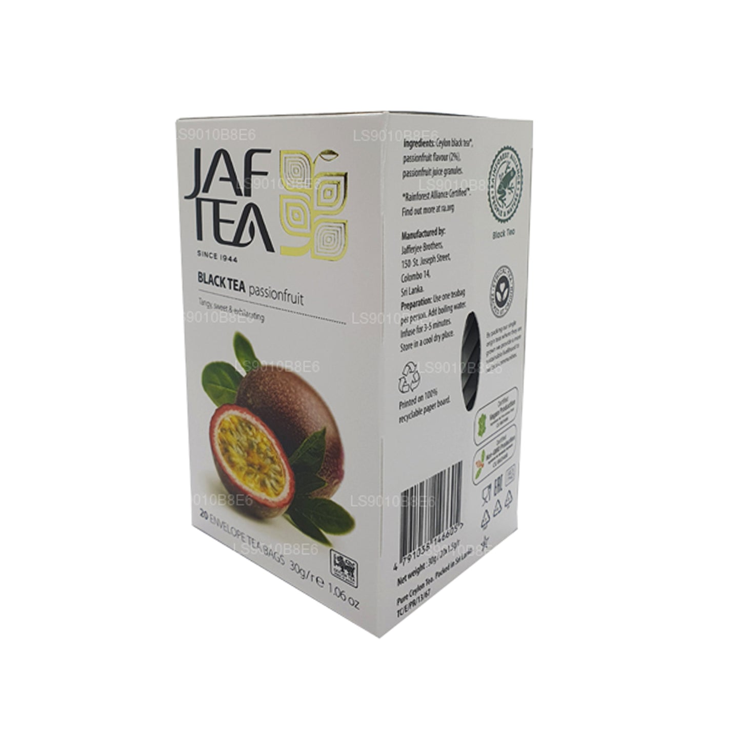 Jaf Tea Pure Fruits Collection Teebeutel aus Folie, Schwarztee, Passionsfrucht, 30 g