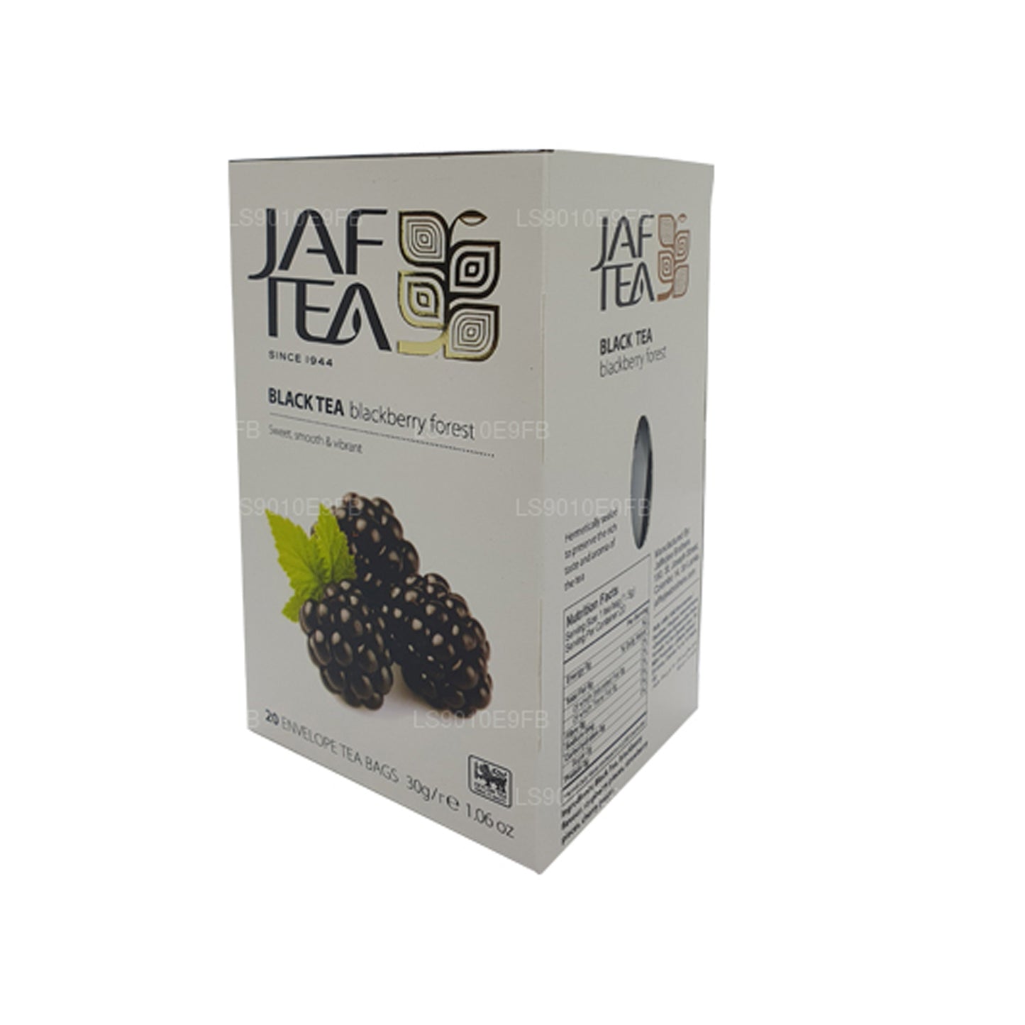 Jaf Tea Pure Fruits Collection Teebeutel aus Folie mit schwarzen Teeblättern, Brombeere, Wald, 30 g