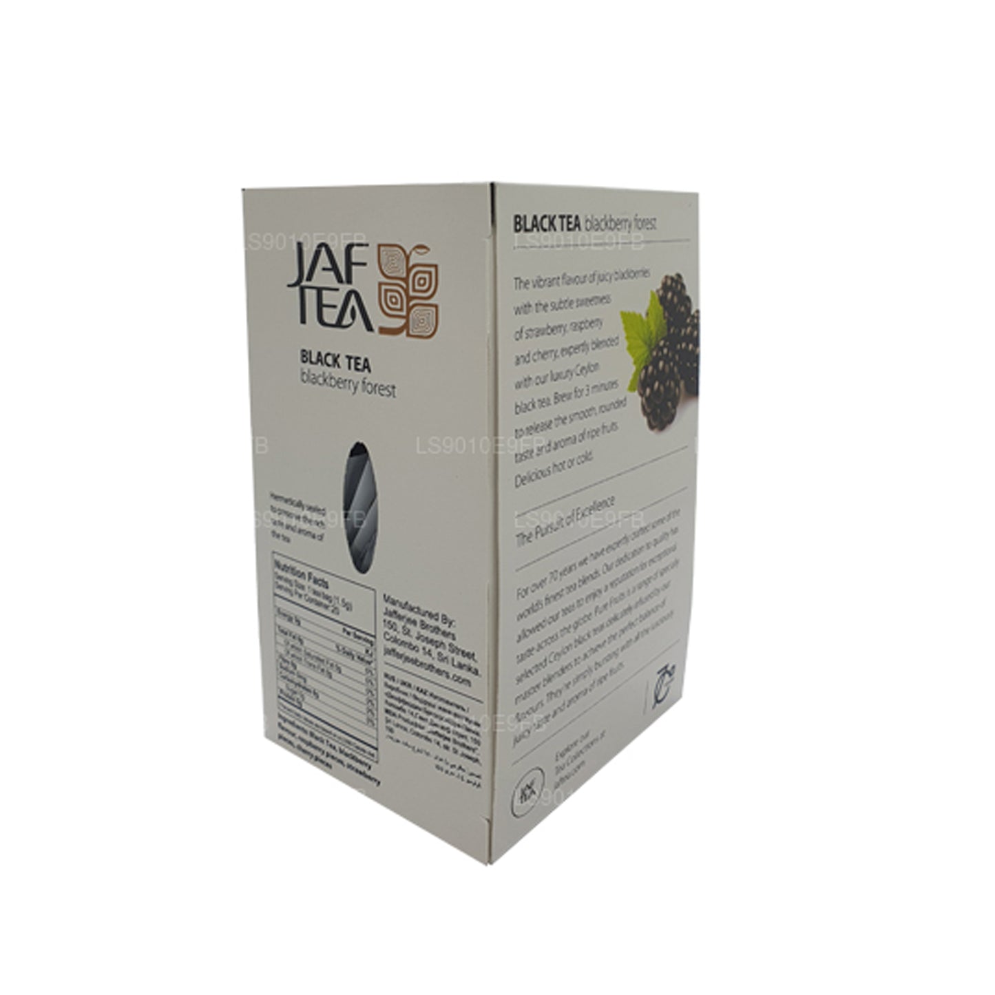 Jaf Tea Pure Fruits Collection Teebeutel aus Folie mit schwarzen Teeblättern, Brombeere, Wald, 30 g