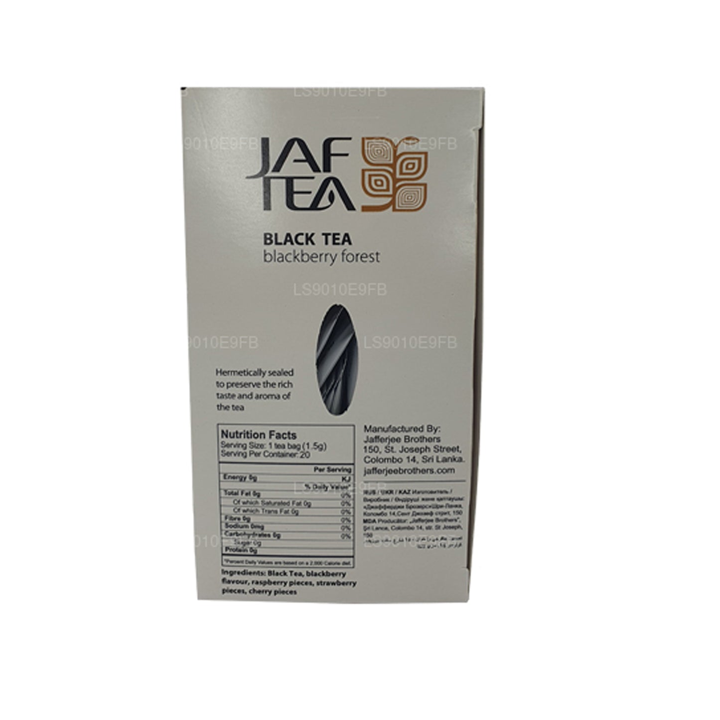 Jaf Tea Pure Fruits Collection Teebeutel aus Folie mit schwarzen Teeblättern, Brombeere, Wald, 30 g