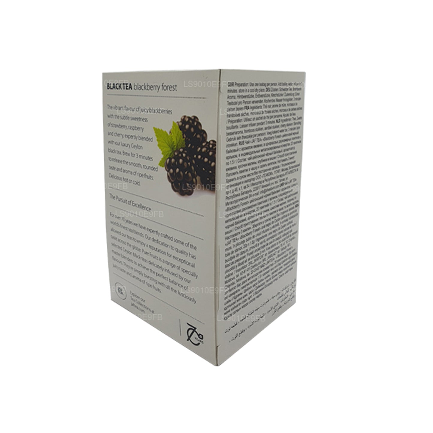 Jaf Tea Pure Fruits Collection Teebeutel aus Folie mit schwarzen Teeblättern, Brombeere, Wald, 30 g