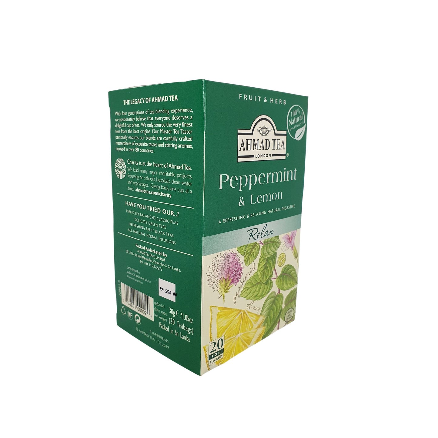 Ahmad Tea Pfefferminz- und Zitronentee (40 g) 20 Folienteebeutel
