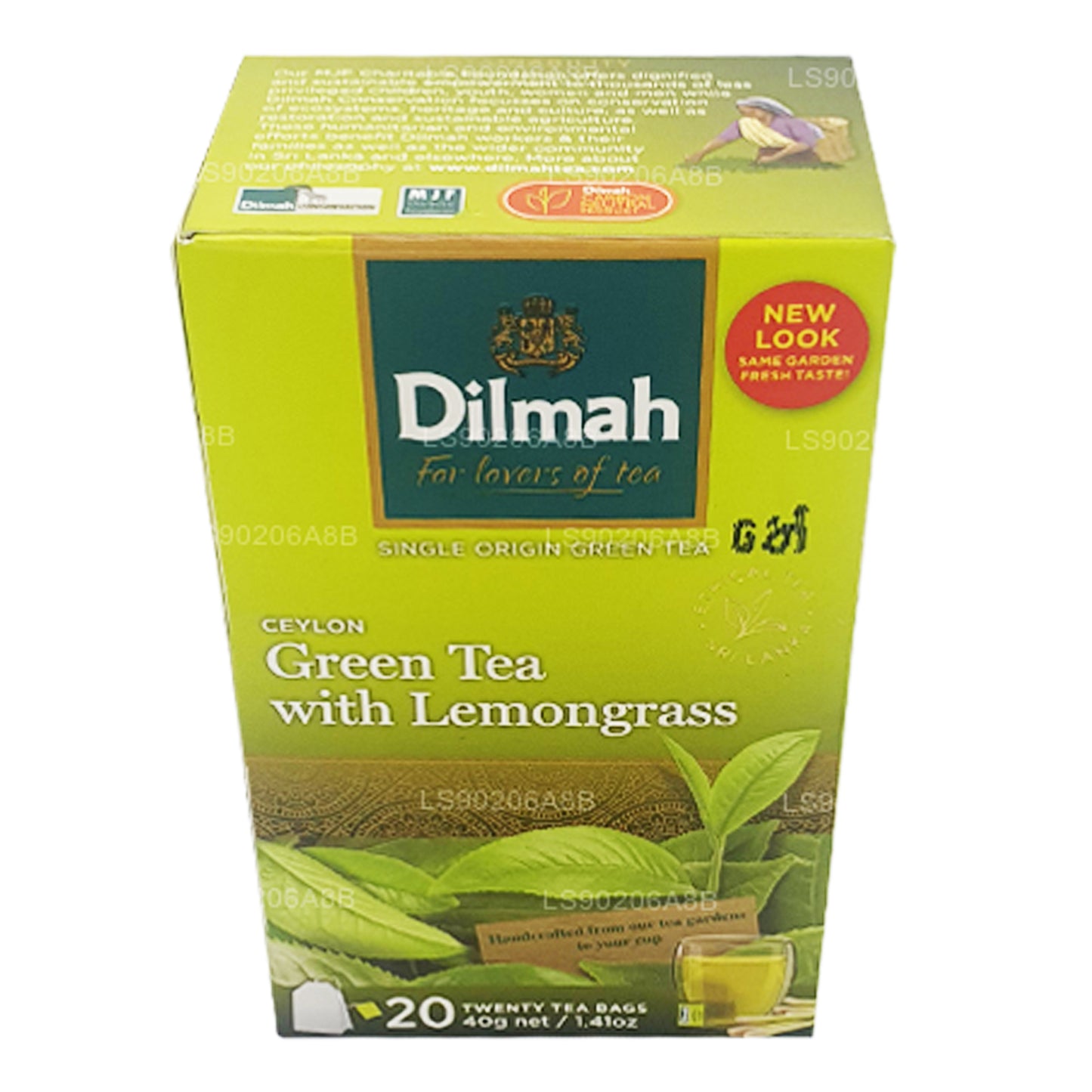 Dilmah Pure Ceylon Grüntee mit Zitronengras-Tee (40 g) 20 Teebeutel