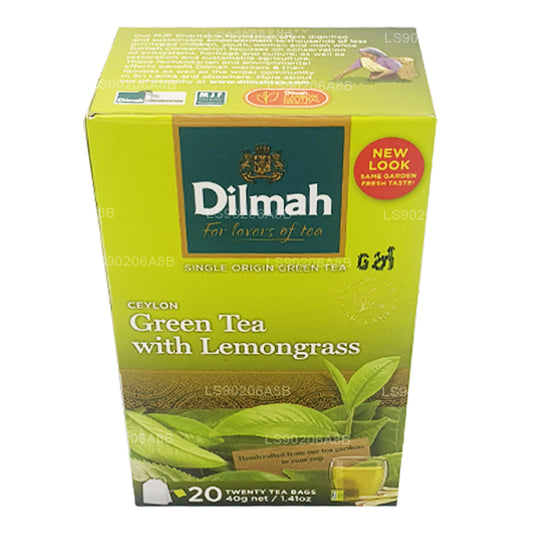 Dilmah Pure Ceylon Grüntee mit Zitronengras-Tee (40 g) 20 Teebeutel