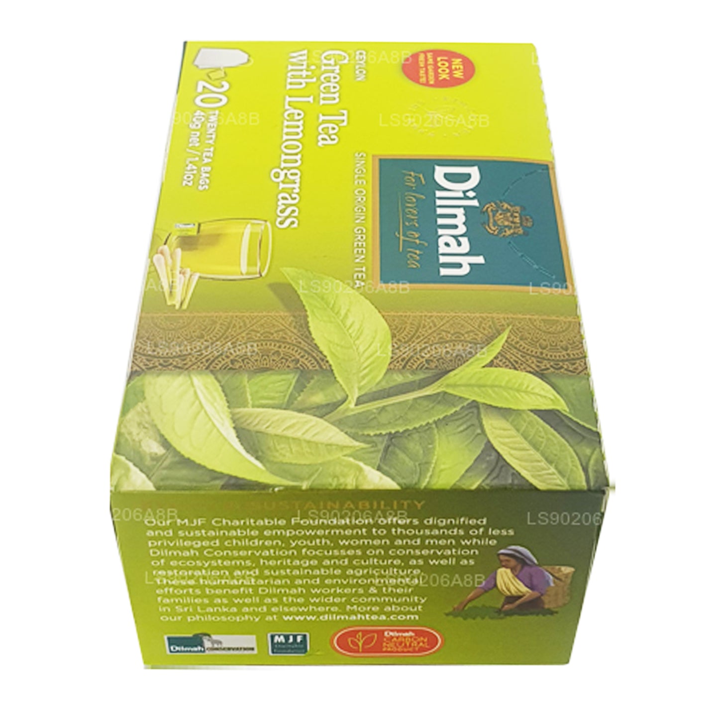 Dilmah Pure Ceylon Grüntee mit Zitronengras-Tee (40 g) 20 Teebeutel
