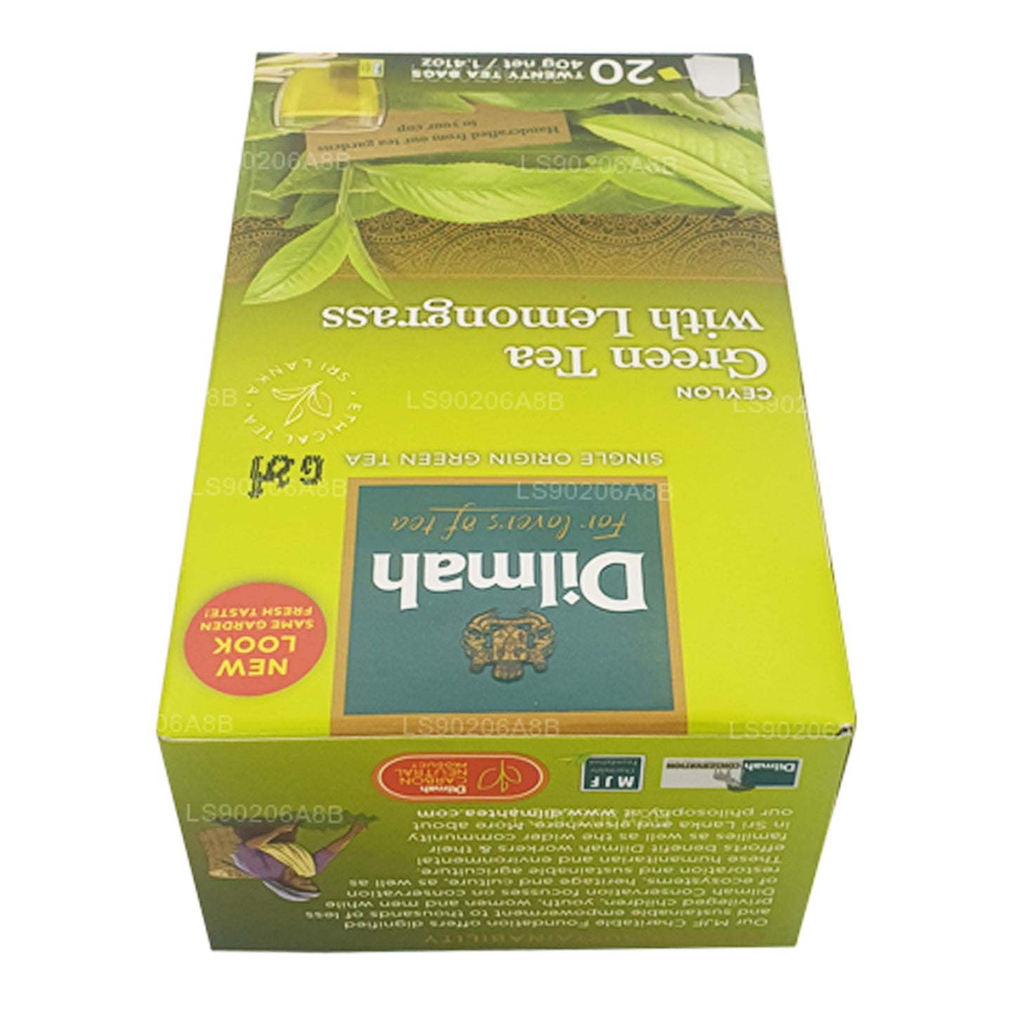 Dilmah Pure Ceylon Grüntee mit Zitronengras-Tee (40 g) 20 Teebeutel