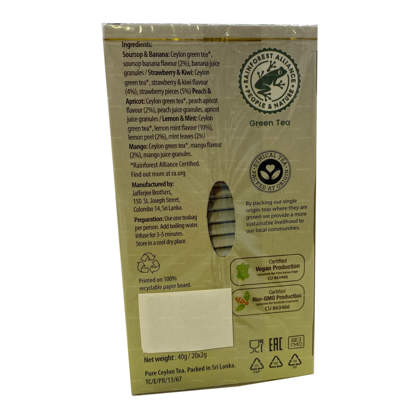 Jaf Tea Pure Green Collection Grüntee Fruit Melody (40 g) 20 Teebeutel
