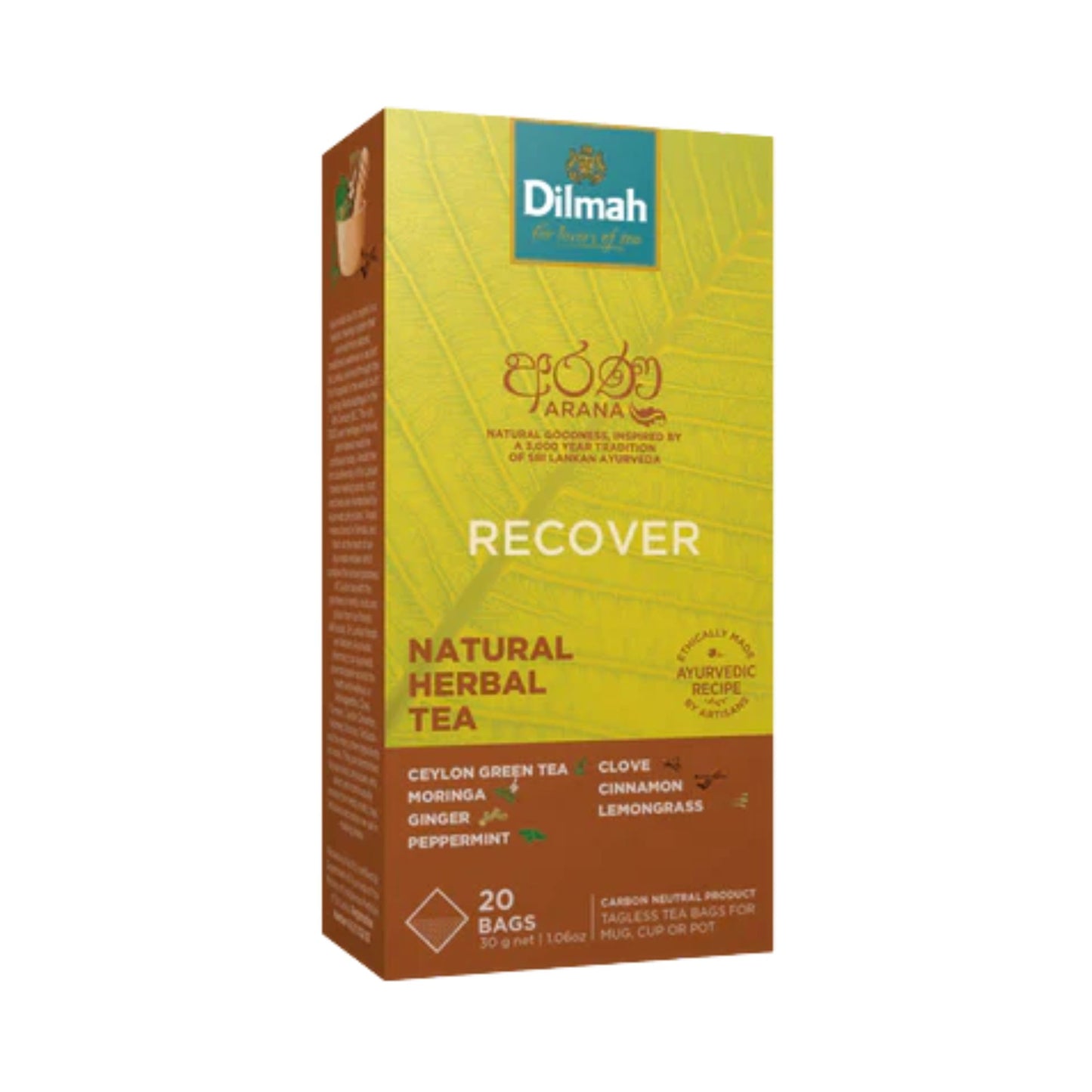 Dilmah Arana Recover Natürlicher Kräutergrüntee (20 Teebeutel ohne Etikett)