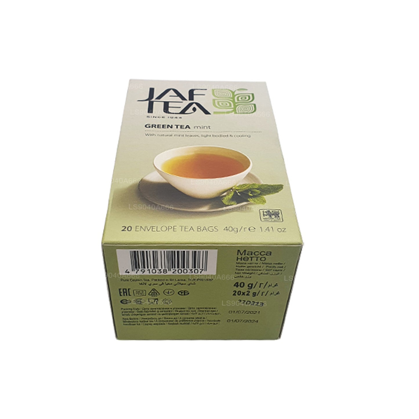 Jaf Tea Pure Green Collection Teebeutel mit Grüntee-Minz-Folie, 40 g