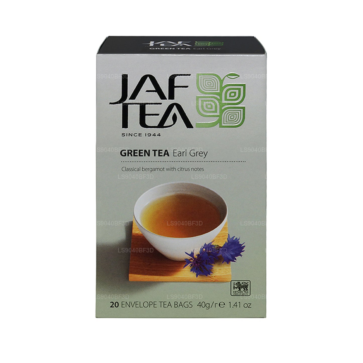 Jaf Tea Pure Green Collection Grüner Tee Earl Grey Folienumschlag-Teebeutel (40 g)