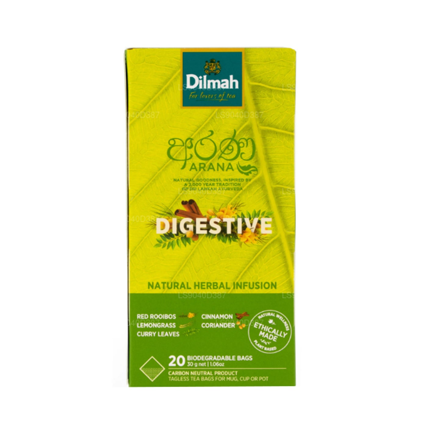 Dilmah Arana Digestive Red Rooibos natürlicher Kräutertee (20 Teebeutel ohne Etikett)