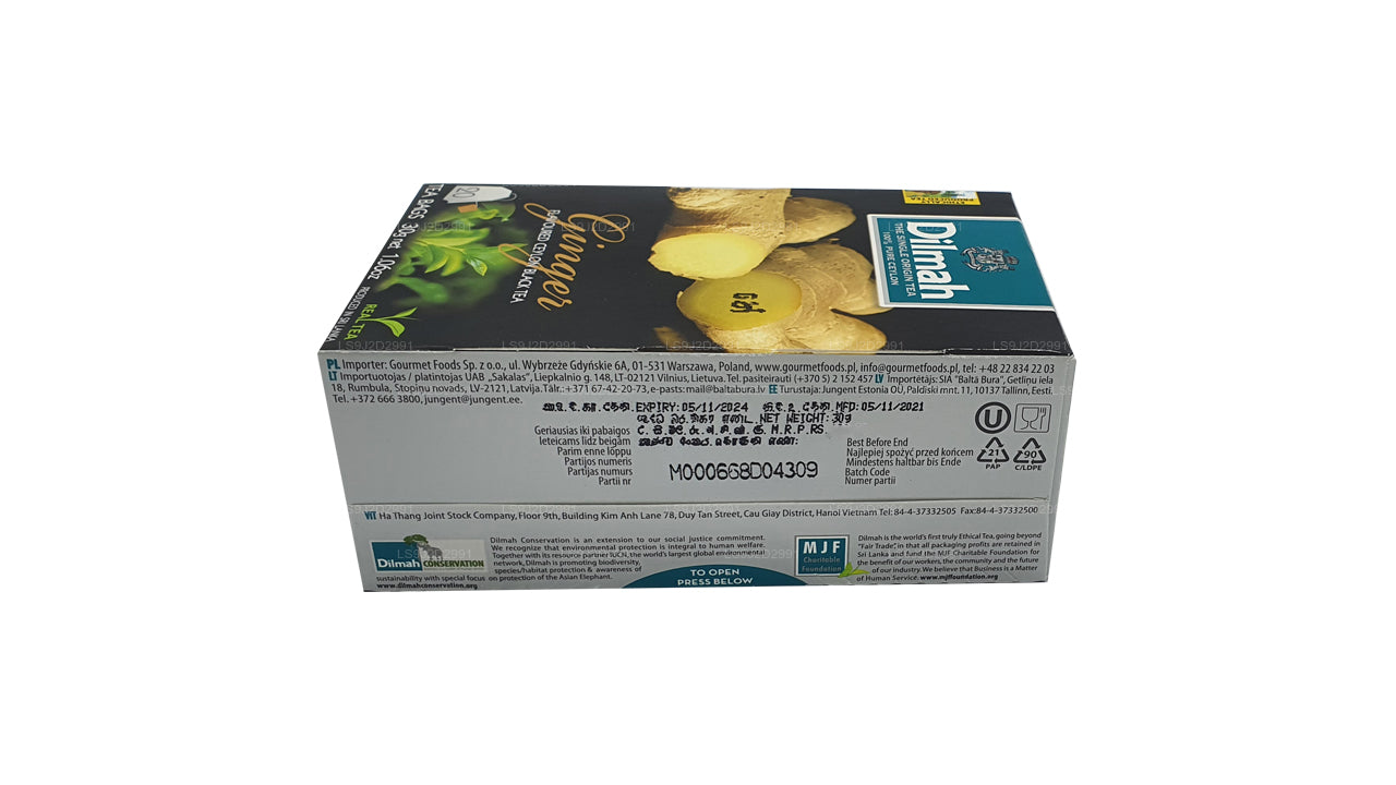 Dilmah Schwarzer Tee mit Ingwergeschmack (30 g) 20 Teebeutel