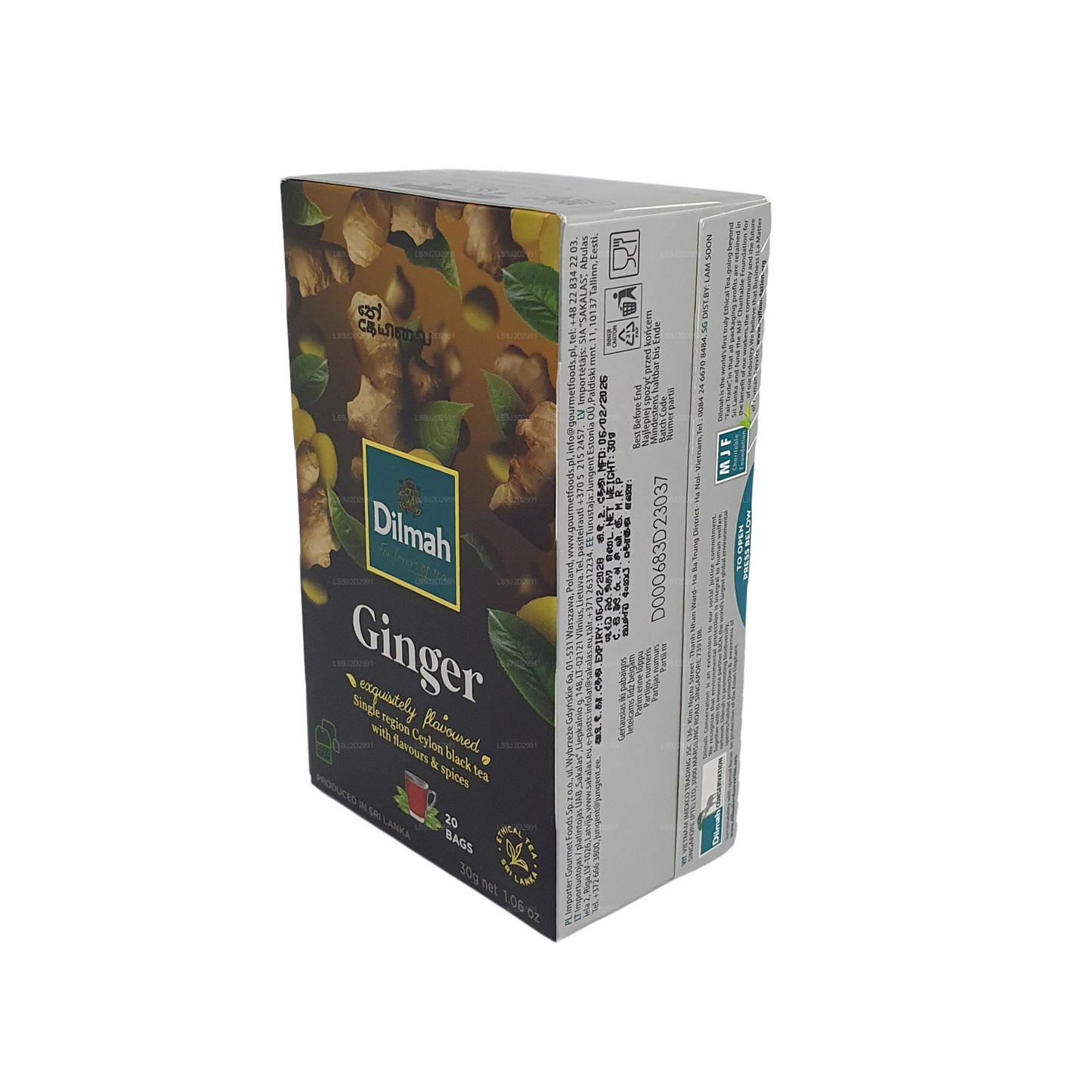 Dilmah Schwarzer Tee mit Ingwergeschmack (30 g) 20 Teebeutel