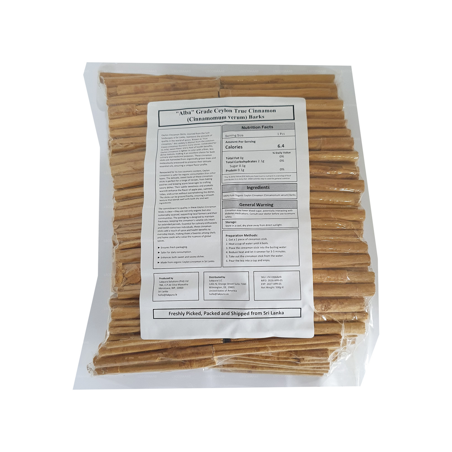 Lakpura® Ceylon Echter Zimt „Alba“ Grad Stöcke
