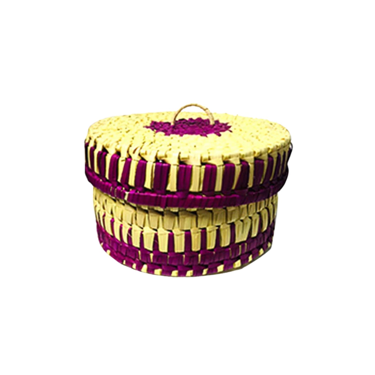 Lakpura® Palmyrah Schmuckkästchen – Groß (Lila Muster)