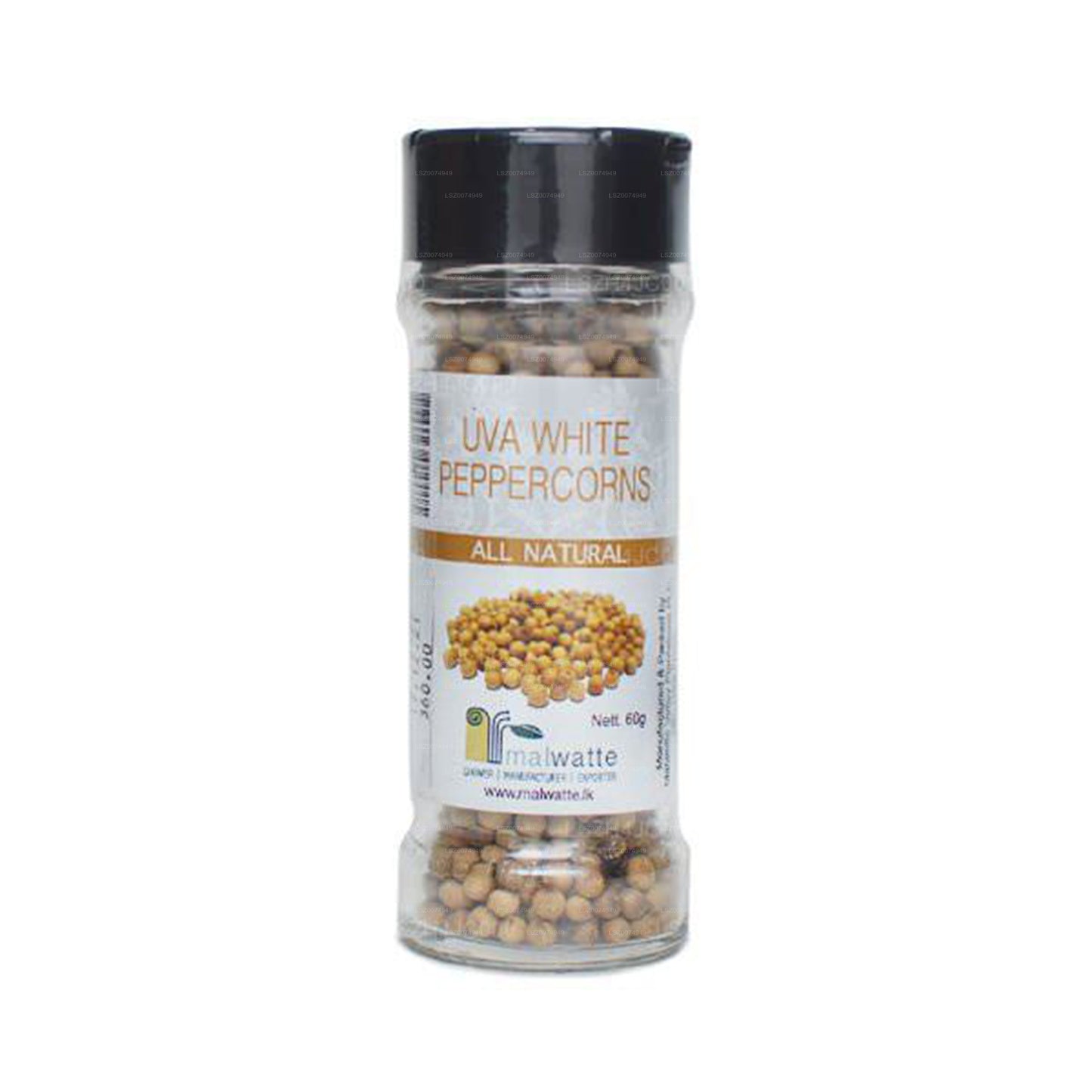 Malwatte Spices Weiße Pfefferkörner Flasche (60g)
