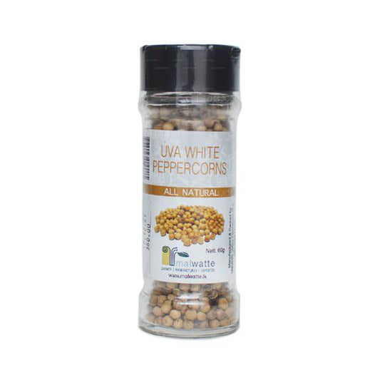 Malwatte Spices Weiße Pfefferkörner Flasche (60g)