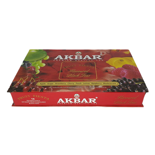 Akbar Fruit Fiesta Aromatisierter Schwarztee, Geschenkbox, 80 Teebeutel (160 g)