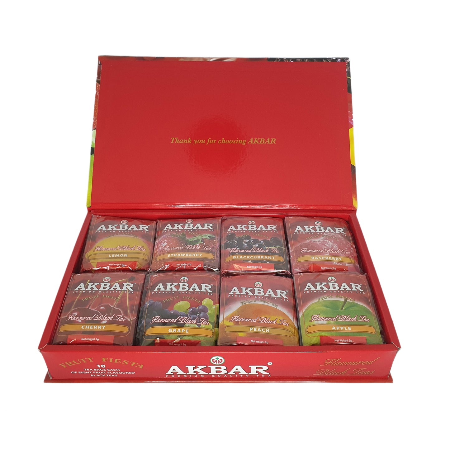 Akbar Fruit Fiesta Aromatisierter Schwarztee, Geschenkbox, 80 Teebeutel (160 g)