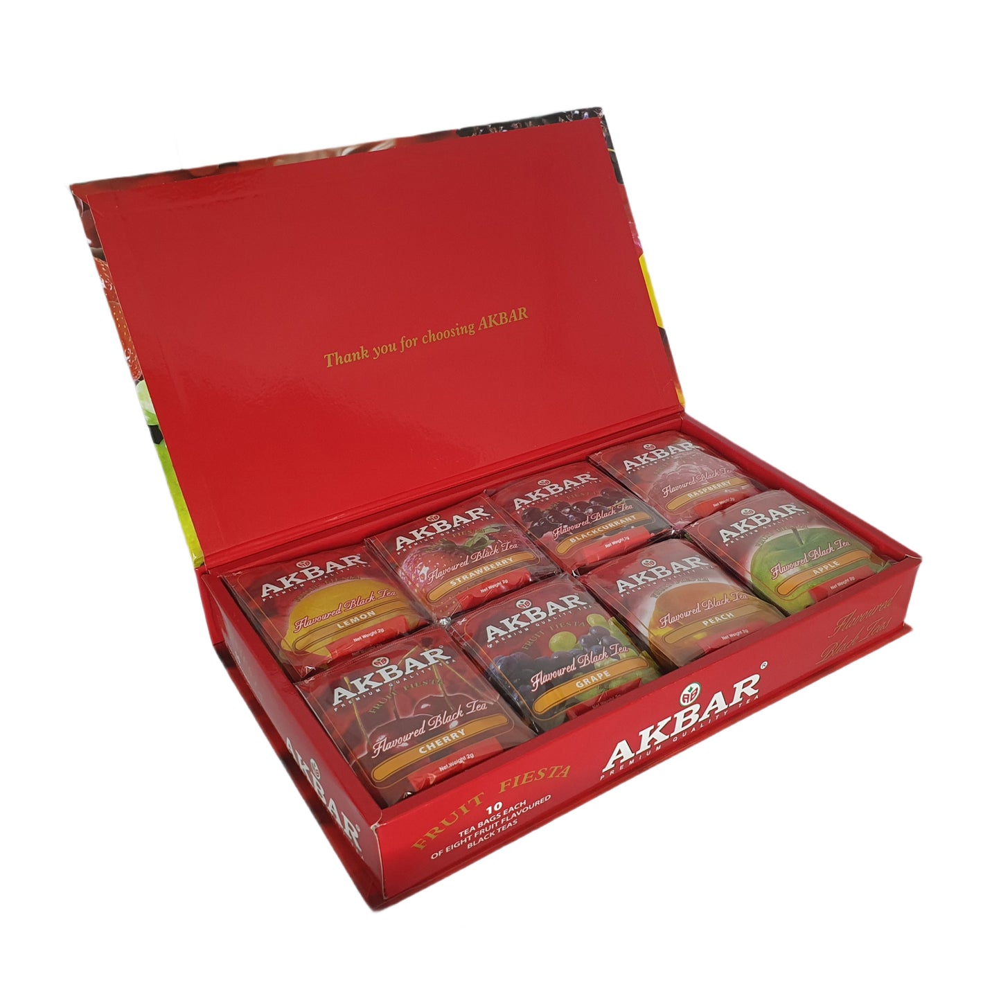 Akbar Fruit Fiesta Aromatisierter Schwarztee, Geschenkbox, 80 Teebeutel (160 g)