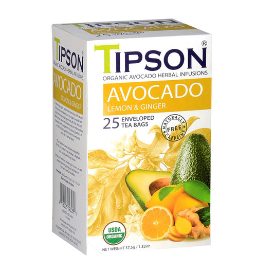 Tipson Bio-Avocado mit Zitrone und Ingwer (37,5 g) 25 umhüllte Teebeutel