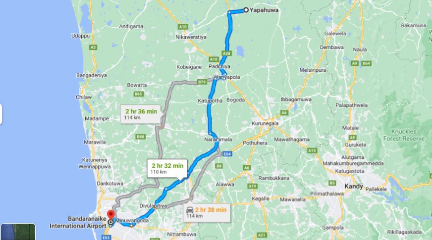 Privater Transfer von Yapahuwa City zum Flughafen Colombo (CMB)
