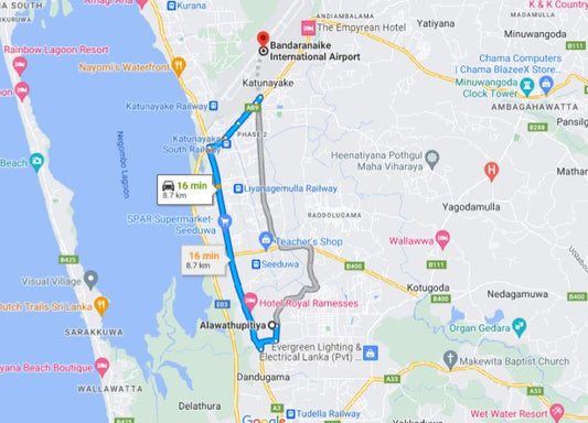 Privater Transfer von Alawathupitiya City zum Flughafen Colombo (CMB)