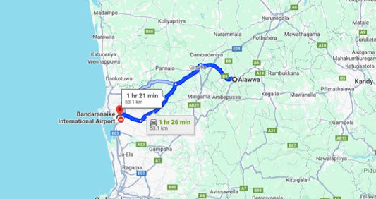 Privater Transfer von Alawwa City zum Flughafen Colombo (CMB).