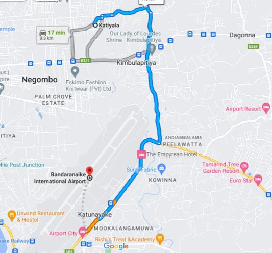 Privater Transfer von Katiyala City zum Flughafen Colombo (CMB).