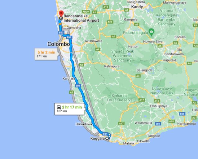 Privater Transfer von Koggala City zum Flughafen Colombo (CMB)