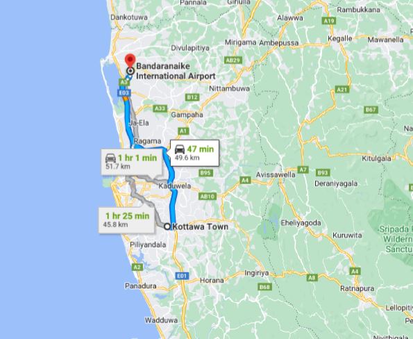 Privater Transfer von Kottawa City zum Flughafen Colombo (CMB)