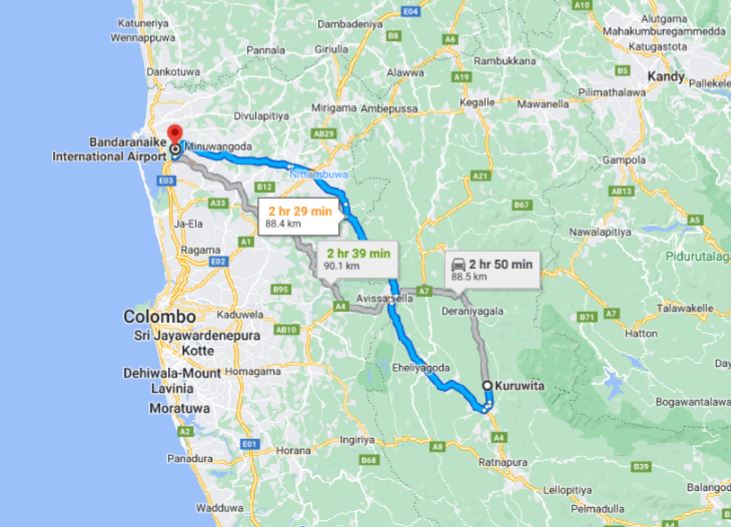 Privater Transfer von Kuruwita City zum Flughafen Colombo (CMB)