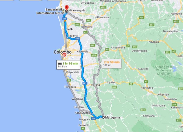 Privater Transfer von Mathugama City zum Flughafen Colombo (CMB)