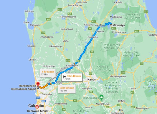 Privater Transfer von Minneriya City zum Flughafen Colombo (CMB)