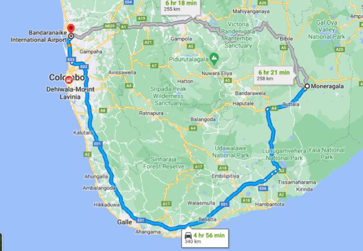 Privater Transfer von Moneragala City zum Flughafen Colombo (CMB)