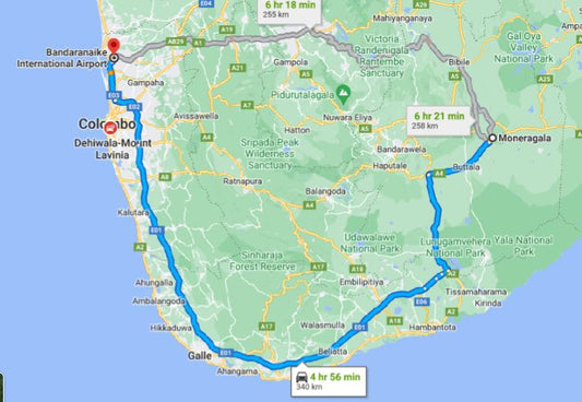 Privater Transfer von Moneragala City zum Flughafen Colombo (CMB)