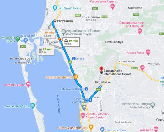 Privater Transfer von Periyamulla City zum Flughafen Colombo (CMB)