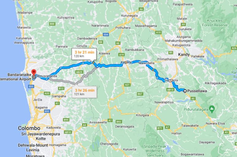 Privater Transfer von Pussellawa City zum Flughafen Colombo (CMB)