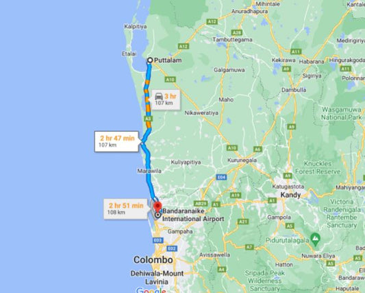 Privater Transfer von Puttalam City zum Flughafen Colombo (CMB)