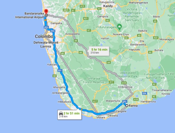 Privater Transfer von Ranna City zum Flughafen Colombo (CMB)