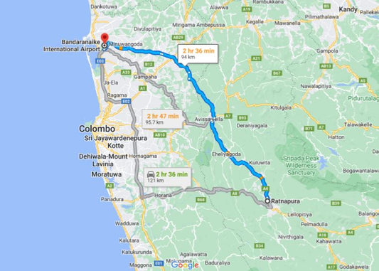 Privater Transfer von Ratnapura City zum Flughafen Colombo (CMB)