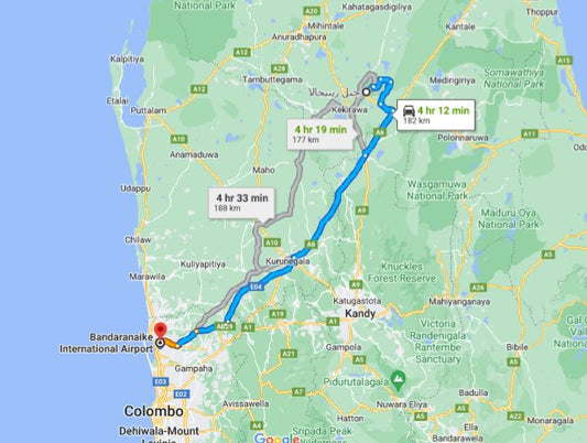 Privater Transfer von Ritigala City zum Flughafen Colombo (CMB)