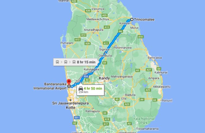 Privater Transfer von Trincomalee City zum Flughafen Colombo (CMB)