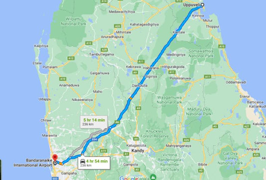 Privater Transfer von Uppuveli City zum Flughafen Colombo (CMB)