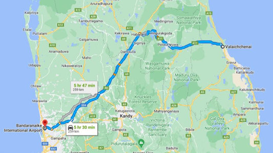 Privater Transfer von Valaichenai City zum Flughafen Colombo (CMB)